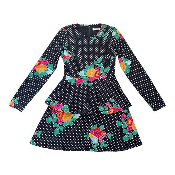 Amur NWT Dalilah Polka Dot Floral Mini Dress 0 - Picture 3 of 7